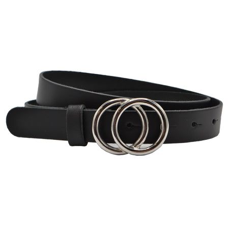 2.5cm brede zwarte riem met zilver kleurige gesp