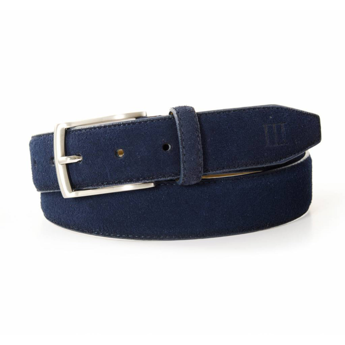 blauwe 35mm brede suede lederen riem 