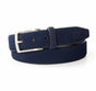 blauwe 35mm brede suede lederen riem