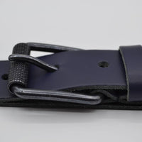 split lederen 40mm donker blauw casual riem