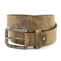 beige kreuk leer riem.