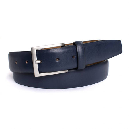 Blauwe gladde heren riem
