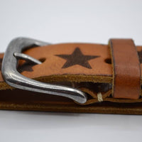 3cm cognac kinder riem met sterprint