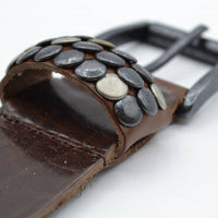 4,5cm bruine studriem van Italiaans volnerf leer