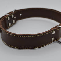 Hondenhalsband 55cm bruin echt Italiaans leer 