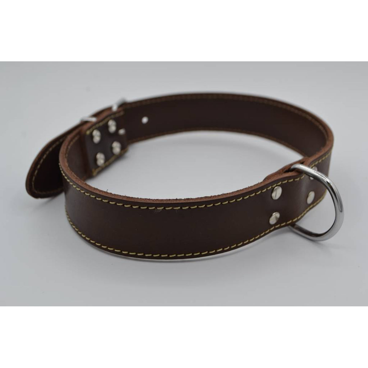 Hondenhalsband 55cm bruin echt Italiaans leer 