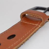 gelaserde cognac echt lederen riem met ovale gaten