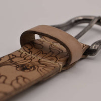 Taupe bloemlaser echt lederen riem 
