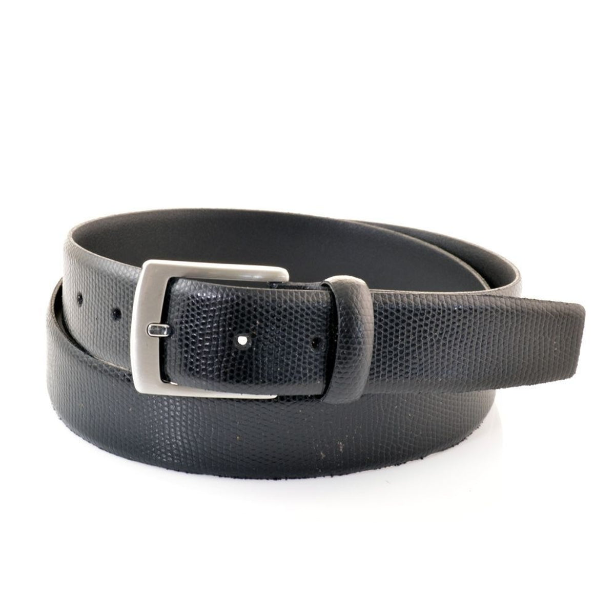 Zwart nette herenriem met hagedis print 