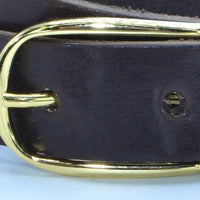 Bruine 3cm brede riem met gouden gesp. 