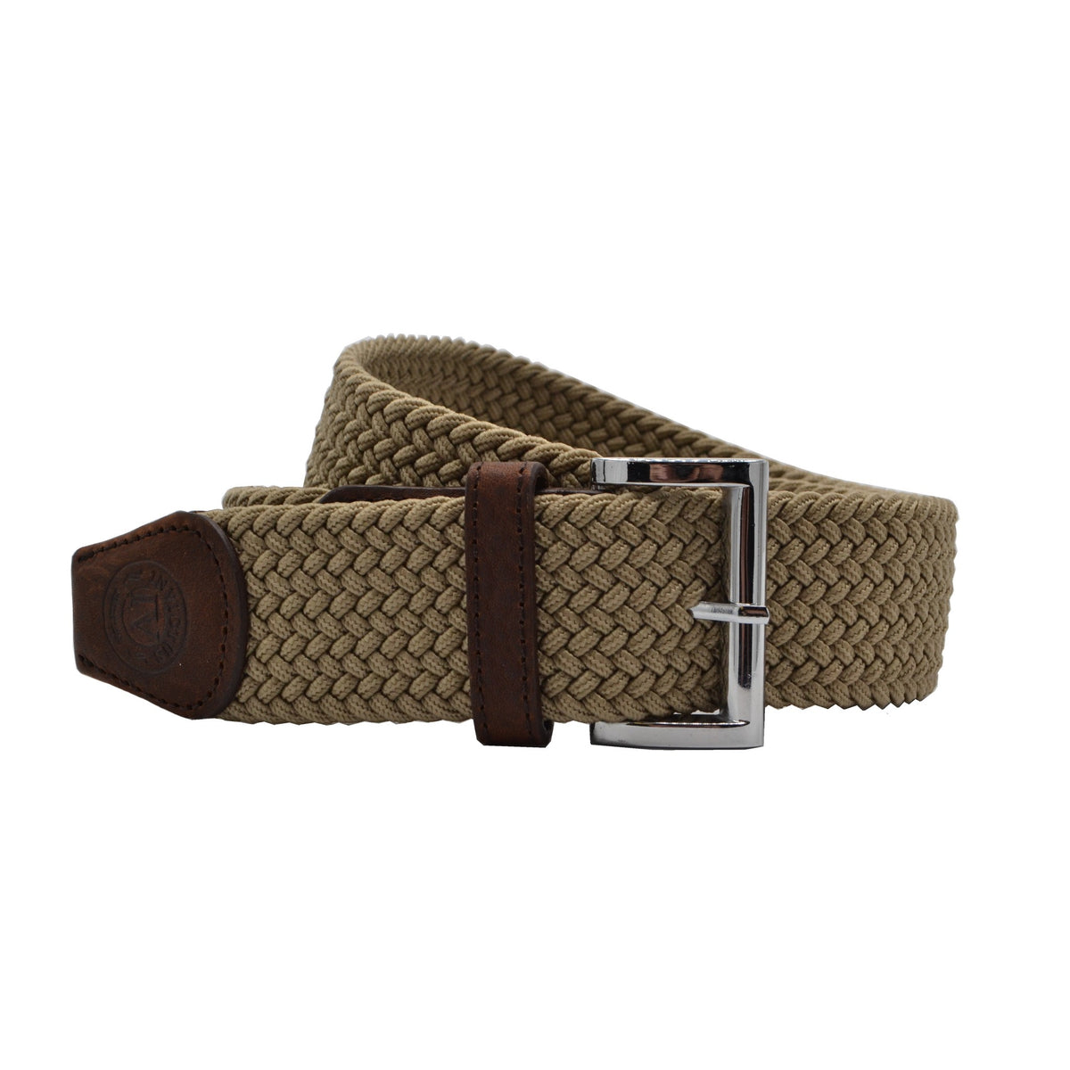 Khaki stretch gevlochten riem. 