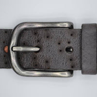 Stoere grijze echt lederen riem