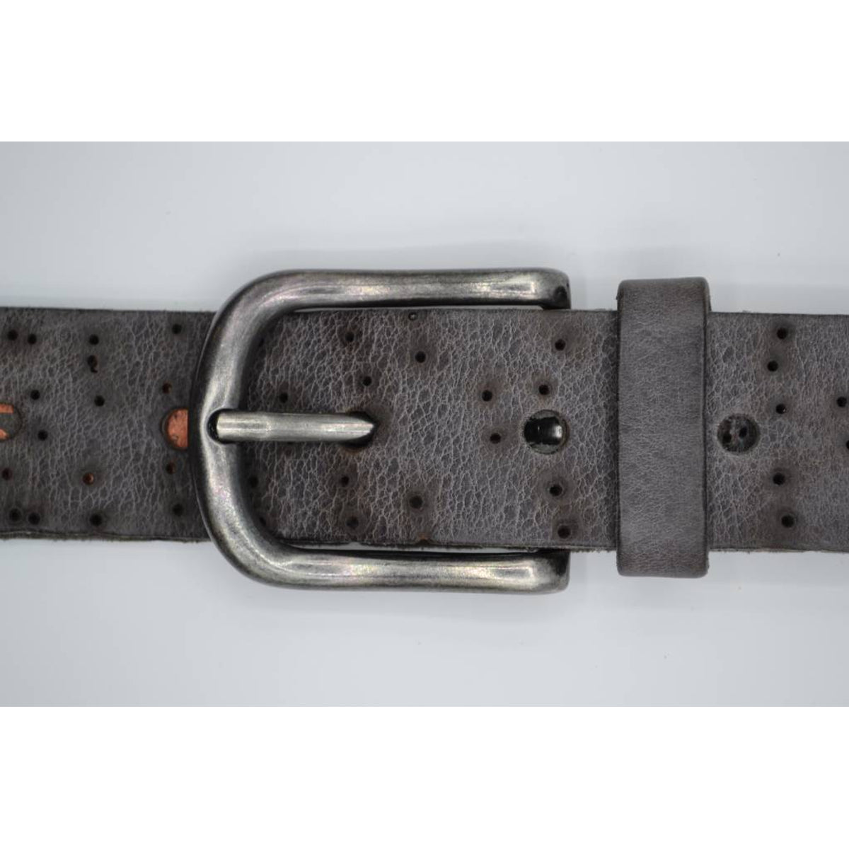 Stoere grijze echt lederen riem