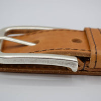 4cm cognac gestikt italiaans volnerf lederen riem