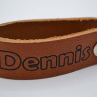 Cognac echt lederen sleutelhanger met eigen naam of logo