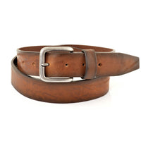 Cognac 3,5 cm brede riem met grove structuur.