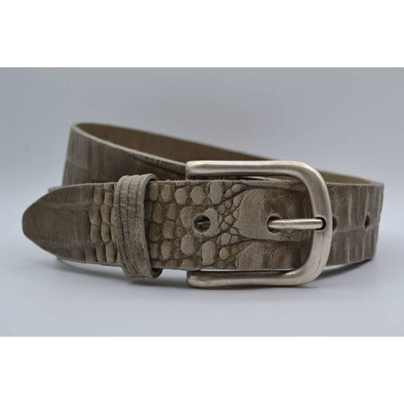4cm croco taupe italiaans volnerf lederen casual riem