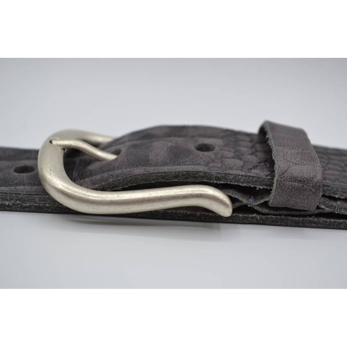 4cm croco grijs italiaans volnerf lederen casual riem