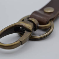 Sleutelhanger Brons met bruin Leer 