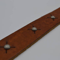 3cm Cognac western stud riem met oud zilveren gesp