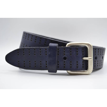 4cm triple dot gelaserde blauwe volnerf lederen riem