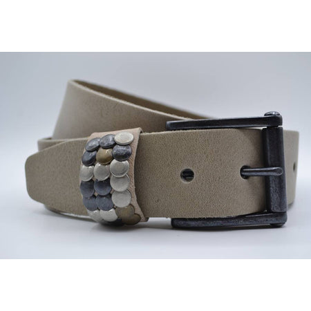 4,5cm taupe studriem van Italiaans volnerf leer