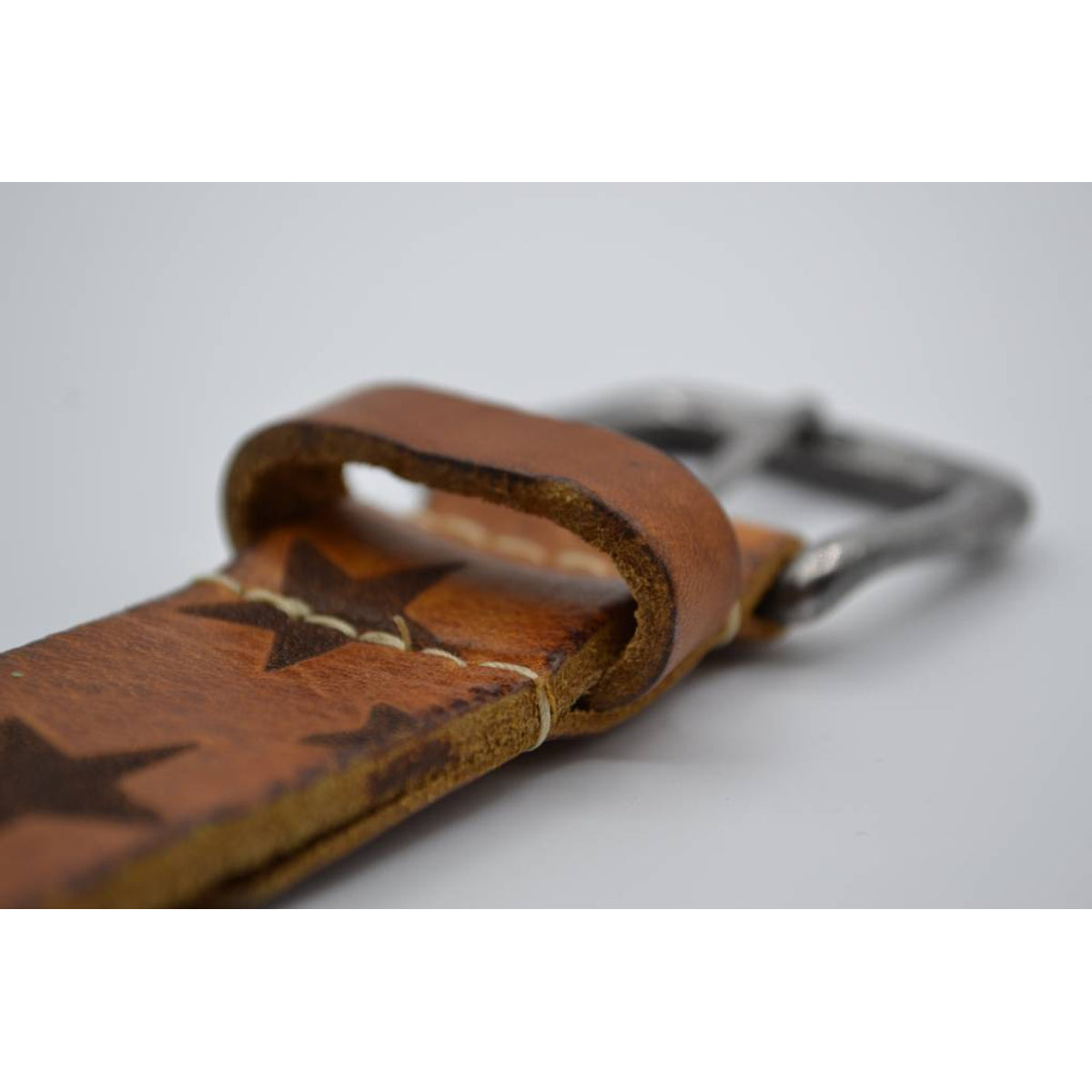 3cm cognac kinder riem met sterprint