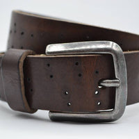 35mm bruine kinder riem met gebrande gaatjes 
