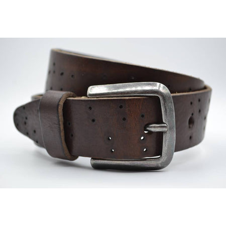 35mm bruine kinder riem met gebrande gaatjes 