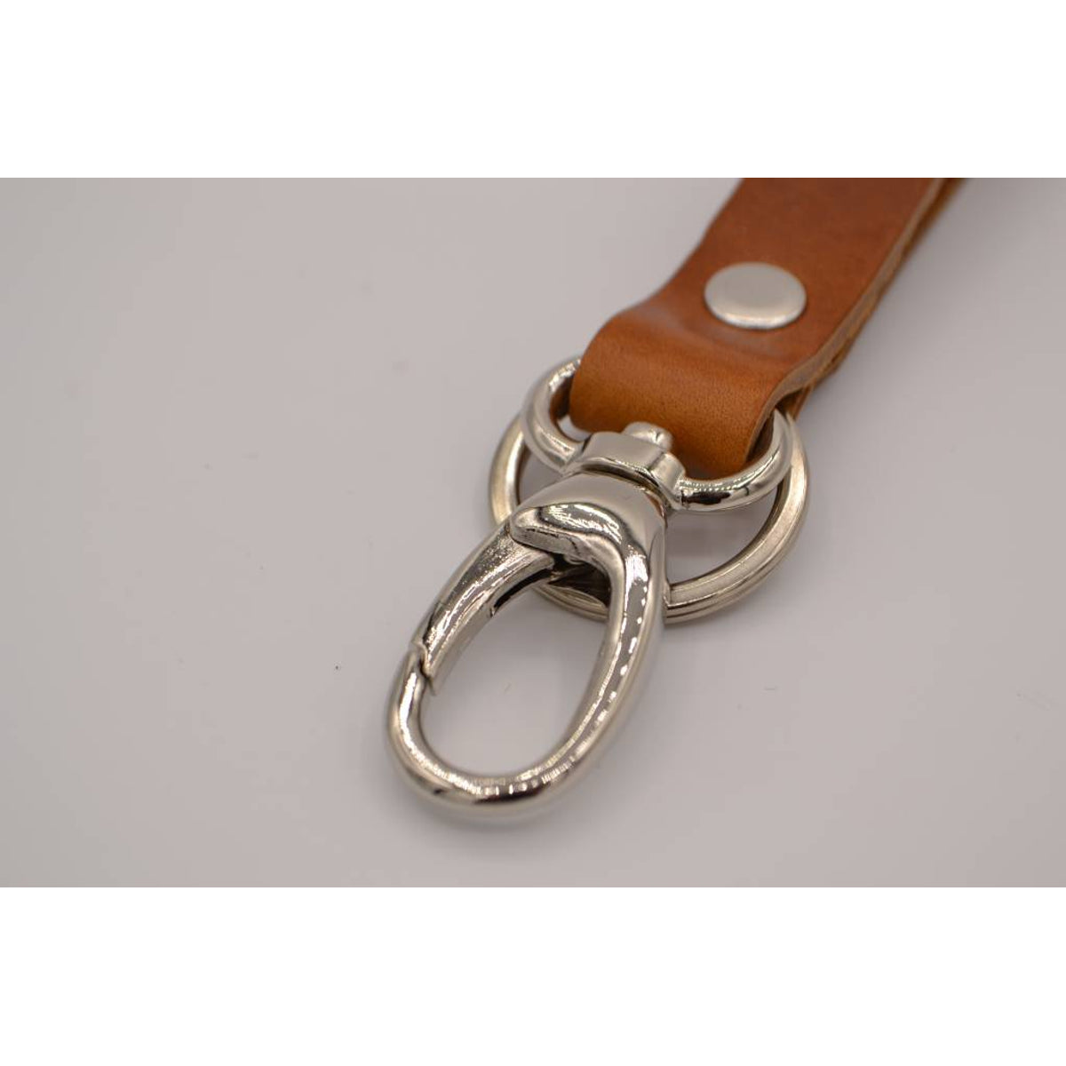 Cognac echt lederen sleutelhanger 