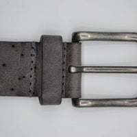 Stoere grijze echt lederen riem