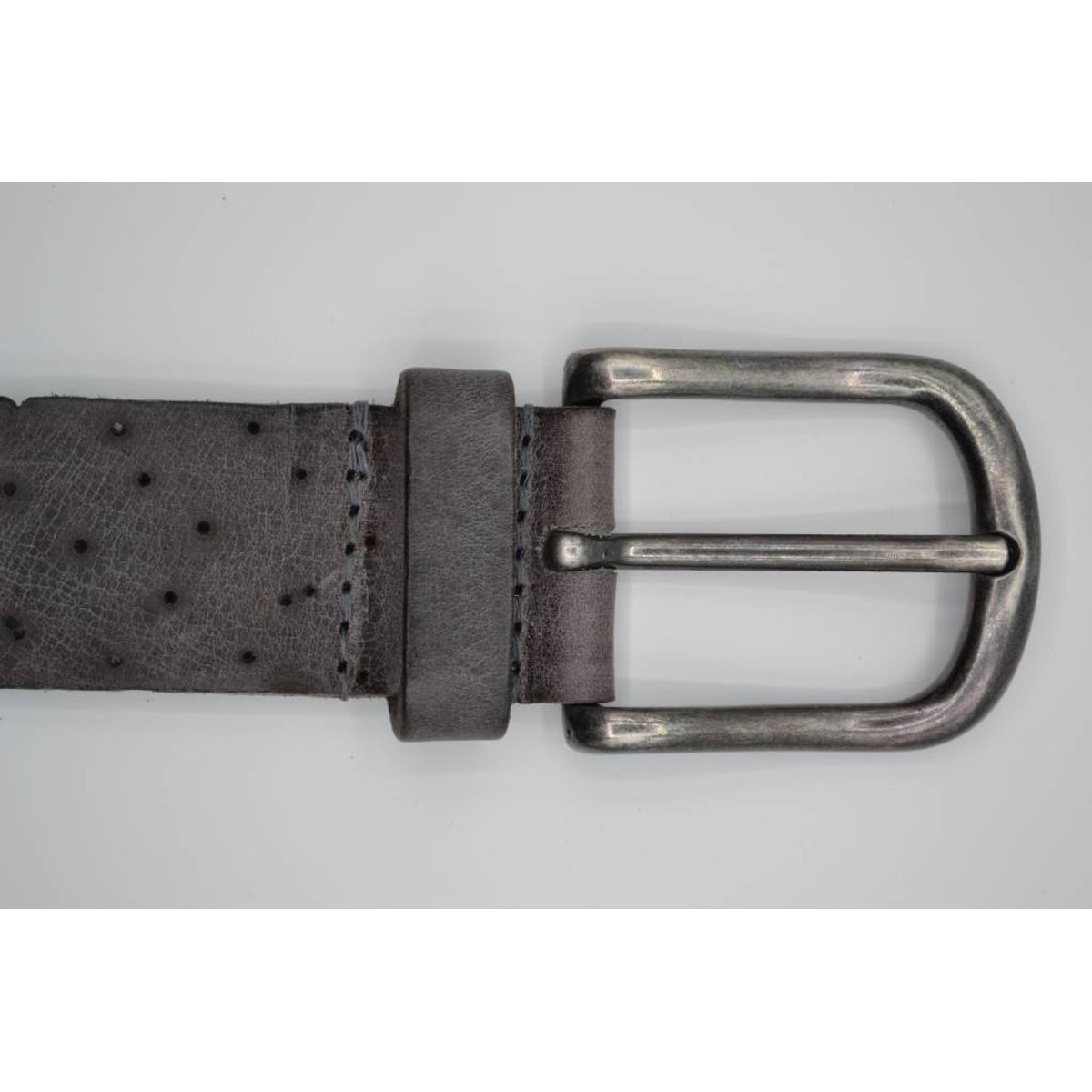 Stoere grijze echt lederen riem