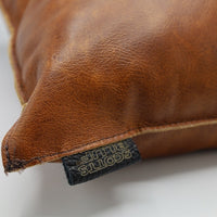 Cognac vintage echt leren sierKussen