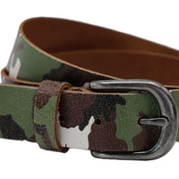 Camouflage riem 35mm breed en gunmetal gesp.