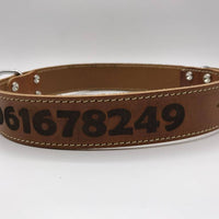 Hondenhalsband 30cm cognac echt Italiaans leer 