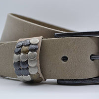 4,5cm taupe studriem van Italiaans volnerf leer