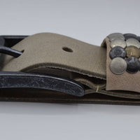 4,5cm taupe studriem van Italiaans volnerf leer