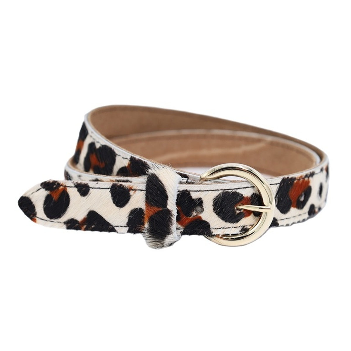luipaard print riem met gouden gesp.