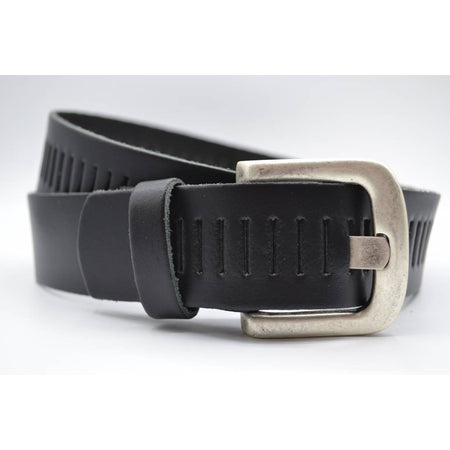 split lederen 40mm zwarte casual perforatie riem