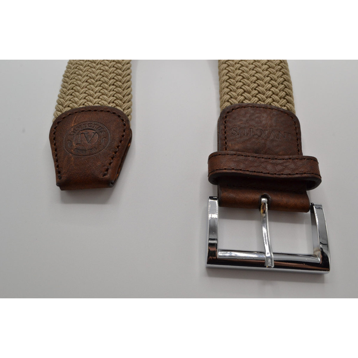 Khaki stretch gevlochten riem. 
