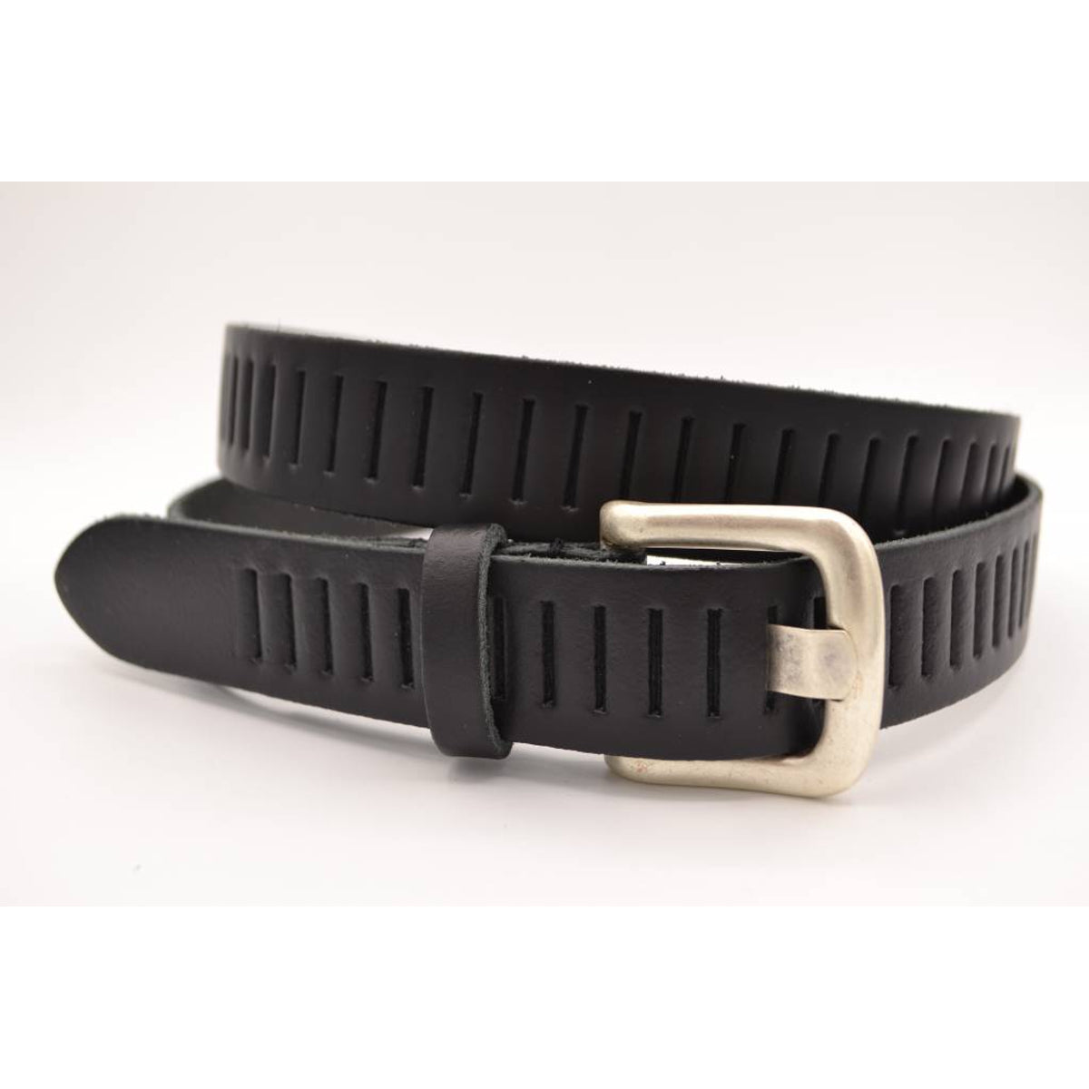 split lederen 30mm zwarte casual perforatie riem 