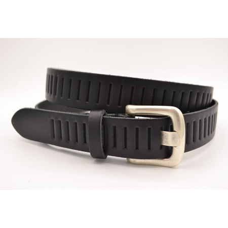 split lederen 30mm zwarte casual perforatie riem 