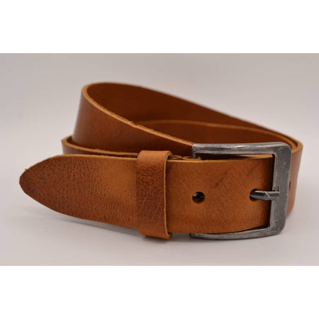 cognac italiaans volnerf lederen riem met gunmetal gesp