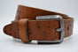 35mm cognac kinder riem met gebrande gaatjes