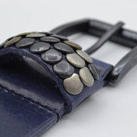 4,5cm blauwe studriem van Italiaans volnerf leer 