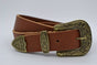 3cm Cognac western riem met bronzen gesp