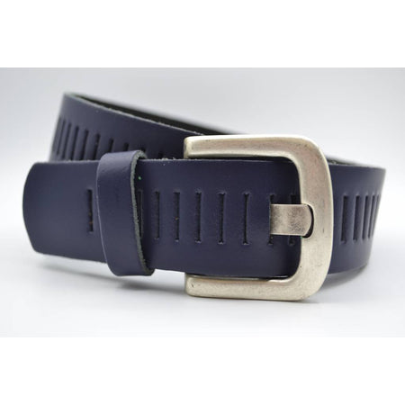 split lederen 40mm donker blauwe casual perforatie riem