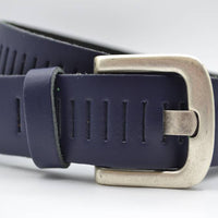 split lederen 40mm donker blauwe casual perforatie riem