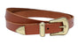 Cognac smalle riem met western uitstraling.