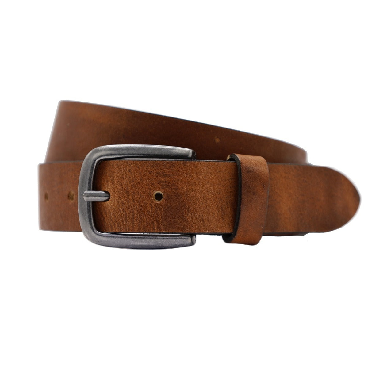 3.5cm brede cognac riem van Italiaans nerf leer .